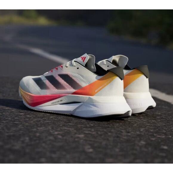 Adidas Adizero Boston Off White Black Solar Red Race Shoes IG3320 Mens 12 - Picture 5 of 10